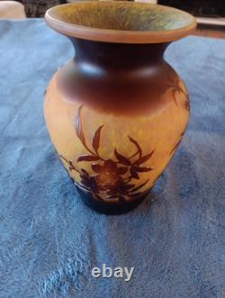 Emile Galle Glass Vase Signed 8 Tall