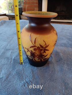 Emile Galle Glass Vase Signed 8 Tall