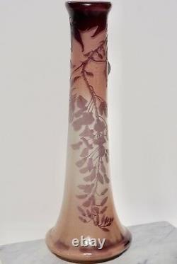 Emile Galle Monumental 23 French Cameo Wisteria Vase, circa 1904