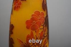 Emile Galle Reproduction ART NOUVEAU 14 LARGE CAMEO FLORAL VASE ART GLASS Z1