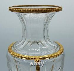 Empire French Baccarat Crystal Baluster Shape Vase Ormolu Bronze Mounts Louis XV