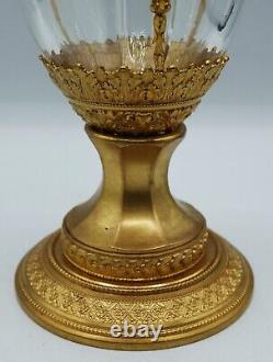 Empire French Baccarat Crystal Baluster Shape Vase Ormolu Bronze Mounts Louis XV