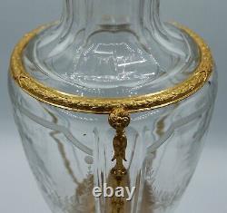 Empire French Baccarat Crystal Baluster Shape Vase Ormolu Bronze Mounts Louis XV