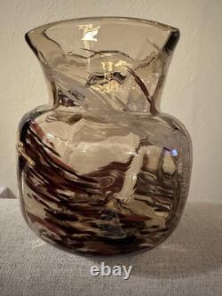 Ernest-Baptiste Leveille French Art Nouveau Japonisme Smokey Glass Gilt Vase WOW
