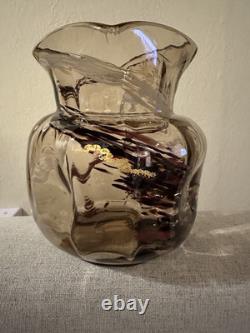 Ernest-Baptiste Leveille French Art Nouveau Japonisme Smokey Glass Gilt Vase WOW