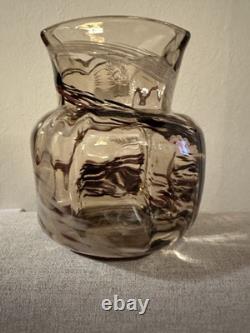 Ernest-Baptiste Leveille French Art Nouveau Japonisme Smokey Glass Gilt Vase WOW