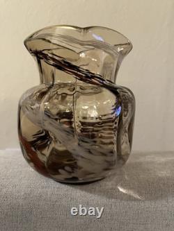Ernest-Baptiste Leveille French Art Nouveau Japonisme Smokey Glass Gilt Vase WOW