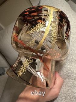 Ernest-Baptiste Leveille French Art Nouveau Japonisme Smokey Glass Gilt Vase WOW