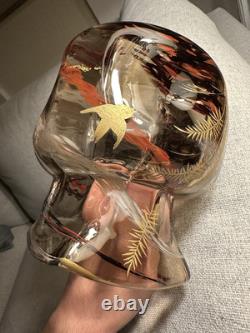 Ernest-Baptiste Leveille French Art Nouveau Japonisme Smokey Glass Gilt Vase WOW