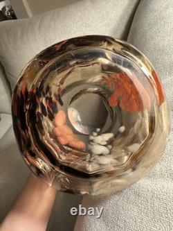 Ernest-Baptiste Leveille French Art Nouveau Japonisme Smokey Glass Gilt Vase WOW
