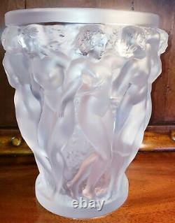 Excellent Condition! Lalique Bacchantes Clear Nudes Sculpture Vase Signed 9 5/8