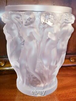 Excellent Condition! Lalique Bacchantes Clear Nudes Sculpture Vase Signed 9 5/8