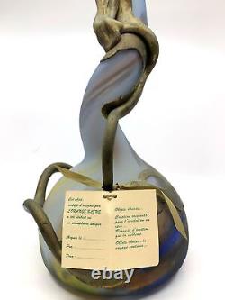 Exceptional French Glass Paste & Bronze Vase Art Nouveau Artist Signed Rare OOAK