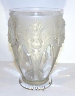 Exquisite Large Signed Veryls French Art Glass/crystal Thistle 9 5/8 Vase