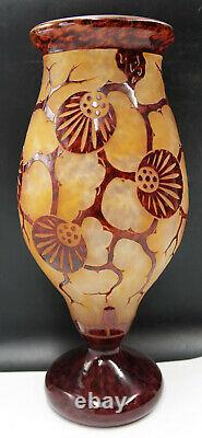 FRENCH ART DECO Charles Schneider Epinettes Le Verre Francais Glass Cameo Vase