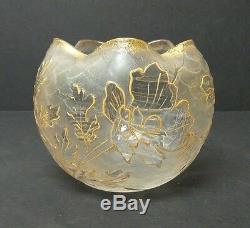 FRENCH ART GLASS LEGRAS, ST. DENIS, MONT JOYE CAMEO GLASS ROSE BOWL, c. 1900