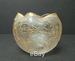 FRENCH ART GLASS LEGRAS, ST. DENIS, MONT JOYE CAMEO GLASS ROSE BOWL, c. 1900