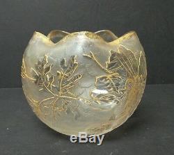 FRENCH ART GLASS LEGRAS, ST. DENIS, MONT JOYE CAMEO GLASS ROSE BOWL, c. 1900