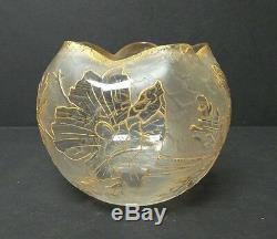 FRENCH ART GLASS LEGRAS, ST. DENIS, MONT JOYE CAMEO GLASS ROSE BOWL, c. 1900