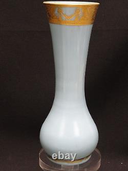 Fabulous Art Nouveau French Opaline Turquoise Gilt Gilded Vase 8.5