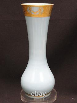 Fabulous Art Nouveau French Opaline Turquoise Gilt Gilded Vase 8.5