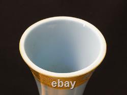 Fabulous Art Nouveau French Opaline Turquoise Gilt Gilded Vase 8.5