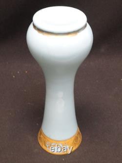 Fabulous Art Nouveau French Opaline Turquoise Gilt Gilded Vase 8.5