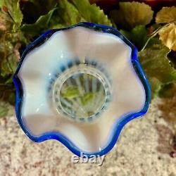 FentonFRENCH OPALESCENT RIB OPTIC HP FORGET ME NOT VASEQVC Exclusive. 2004
