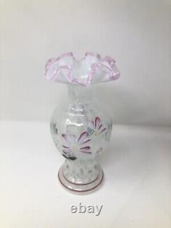 Fenton 1990's French Opalescent Lattice Diamond Optic Trellis Vase