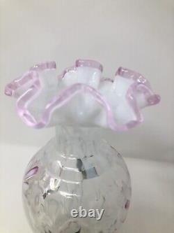 Fenton 1990's French Opalescent Lattice Diamond Optic Trellis Vase