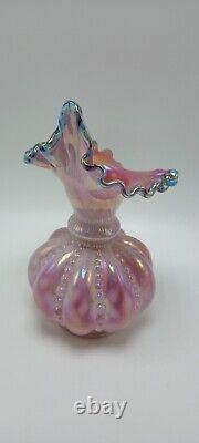 Fenton Art Glass 1988 Connoisseur French Opalescent Iridescent Beaded Vase 7