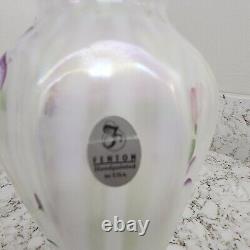 Fenton Art Glass French Opalescent Painted Vase Signed Susan K Fenton with Sticker