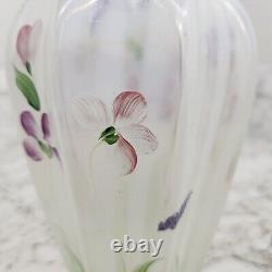 Fenton Art Glass French Opalescent Painted Vase Signed Susan K Fenton with Sticker