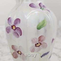 Fenton Art Glass French Opalescent Painted Vase Signed Susan K Fenton with Sticker