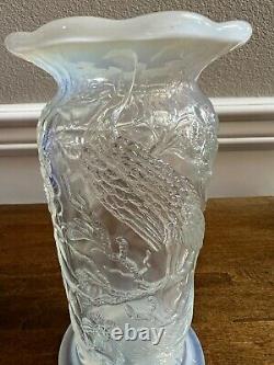 Fenton Art Glass French Opalescent Peacock 7 5/8 Spittoon Flared Vase 1930's