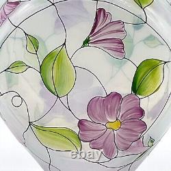 Fenton Art Glass French Opalescent Stained Glass Floral QVC Vase Hand Painted