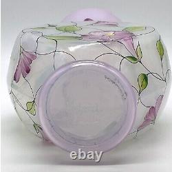 Fenton Art Glass French Opalescent Stained Glass Floral QVC Vase Hand Painted