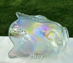 Fenton French Opalescent Iridized Glass Atlantis Koi Fish Vase 1990's GORGEOUS