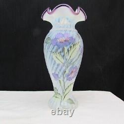 Fenton French Opalescent Spiral Optic Lavender Petals Hand Painted Vase 01 W2171