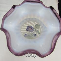 Fenton French Opalescent Spiral Optic Lavender Petals Hand Painted Vase 01 W2171