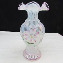 Fenton French Opalescent Trellis Optic Daisy Lane Hand Painted Vase 2001 W77