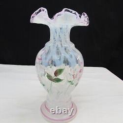 Fenton French Opalescent Trellis Optic Daisy Lane Hand Painted Vase 2001 W77