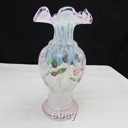 Fenton French Opalescent Trellis Optic Daisy Lane Hand Painted Vase 2001 W77