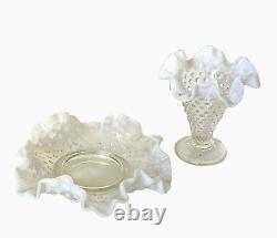 Fenton French Opalescent White Milk Glass PETITE EPERGNE 4 Vase 6 Bon Bon 50'S