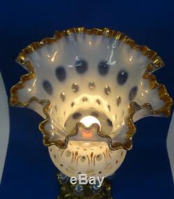 Fenton GLASS French Opalescent COIN DOT BRASS vase lamp Charleton Decoration