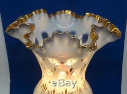 Fenton GLASS French Opalescent COIN DOT BRASS vase lamp Charleton Decoration