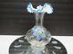 Fenton Glass 1994 French Opalescent Rib Optic Vining Floral Vase