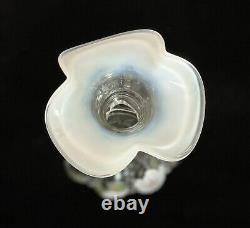 Fenton Hand Painted Clear French Opalescent Beaded Melon Vase 6. Signed/Marked