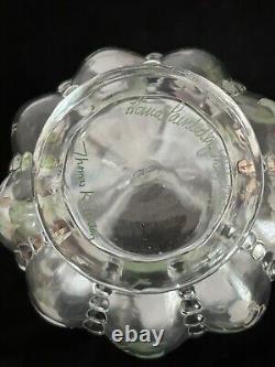 Fenton Hand Painted Clear French Opalescent Beaded Melon Vase 6. Signed/Marked