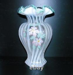 Fenton Hexagon Rib Optic Vase Meadow Beauty Sea Mist Green Crest Edge HP Lucas